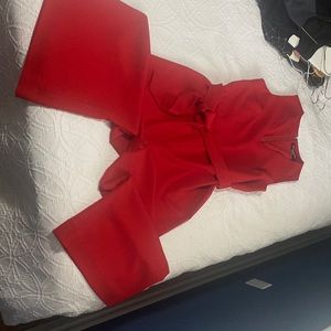 Red gaucho jumpsuit